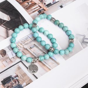 Alternative view of Türkiz életfa ásványkarkötő szett (2 db karkötő)