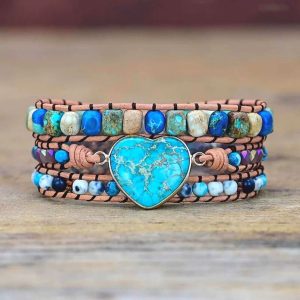 Blue heart – 3 soros ásványkarkötő