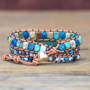 Alternative view of Blue heart – 3 soros ásványkarkötő