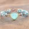 Sky opal heart - állítható ásványkarkötő