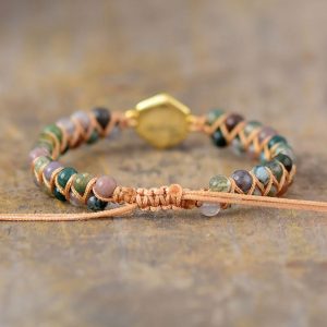 Alternative view of Pirit hexagon - állítható indiai achát ásványkarkötő