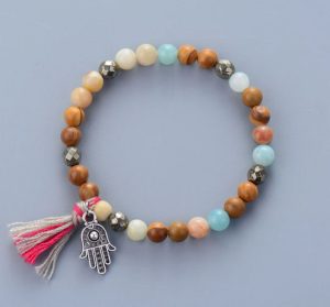 Hamsa beauty II. - hamsa medálos ásványkarkötő (amazonit)