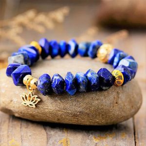 Lótusz virág - lapis lazulit ásványkarkötő