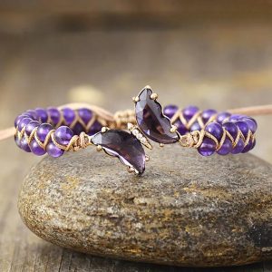 Purple butterfly - állítható ásványkarkötő