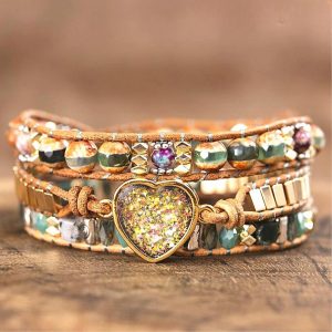 Jólét - 3 soros gold opál medálos ásványkarkötő