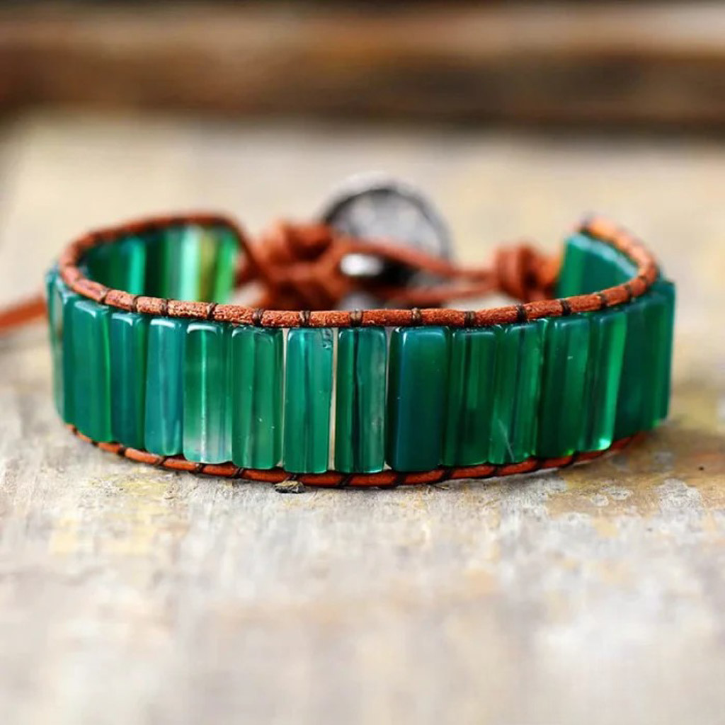 Green onyx wrap állítható ásványkarkötő - Image 4